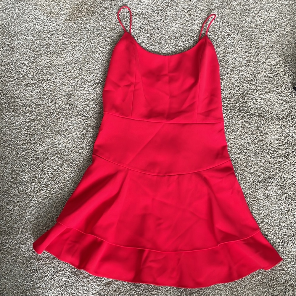 Alice + Olivia Red Tiered Mini Dress - Picture 8 of 12